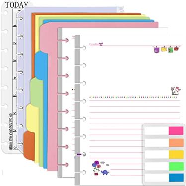 Imagem de Rancco Recargas de caderno Discbound, 180 páginas, inserções de papel forradas de meia letra perfuradas com 8 furos com abas de índice, divisórias de índice, bolsa de folhas soltas, régua para Circa,