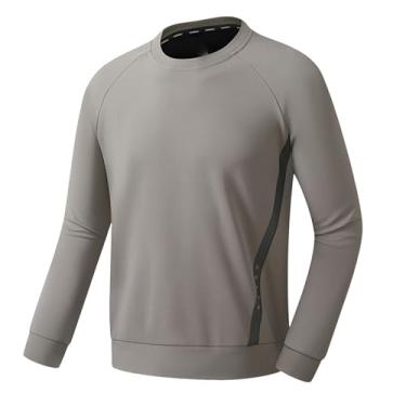 Imagem de Camisetas esportivas masculinas de manga comprida gola redonda versáteis camisetas casuais quentes para corrida ao ar livre, Cinza, 3G