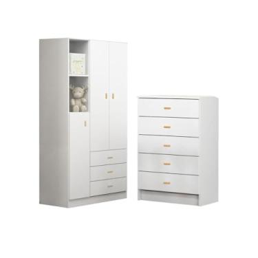 Imagem de Conjunto Guarda Roupa + Comoda Ditália Bb-322+bb-120 Branco
