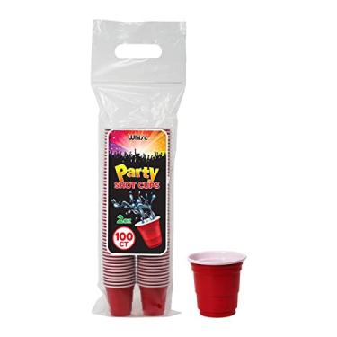 Imagem de WHISC Copos de shot descartáveis [Pacote com 100] - Copos de dose de plástico vermelho de 59 ml - Copos de dose de gelatina/copos de dose de festa para aniversários, formaturas, despedida de solteira,