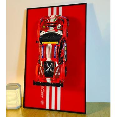 Imagem de iCUANUTY Suporte de parede para Lego 42125 Ferrari 488 GTE AF Corse #51, quadro de parede decorativo exclusivo para suporte de parede de carro Lego - presentes ideais para amantes de Lego, tamanho: 75