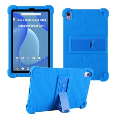 Imagem de HminSen Capa para tablet Walmart Onn 17.8 cm modelo 2024 (100135924), capa ajustável de silicone macio para crianças para tablet Onn 17.8 cm Gen 4 2024 (azul)