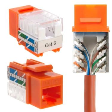 Imagem de Cat6 RJ45 chaveiro Jack Punch-Down rede laranja - Escolha um pacote de 5/10/20/30, Laranja, 30