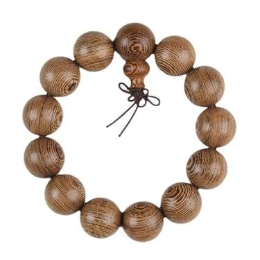 Imagem de Pulseira de madeira de barbatana de galinha de material antigo natural, joias masculinas e femininas, cordas finas de contas de buda de sândalo, brinquedos culturais do terço, 25 mm, Large, Acetato,