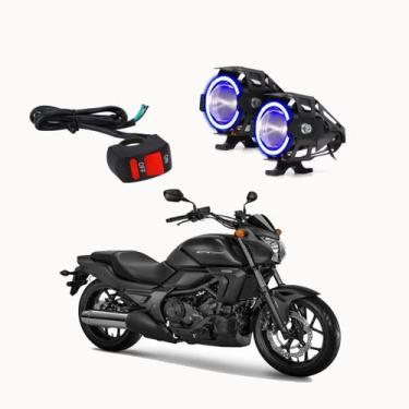 Imagem de Kit Led Farol Milha Moto Honda CTX 700N 2014 Angel Eye Azul U7 - LedAA