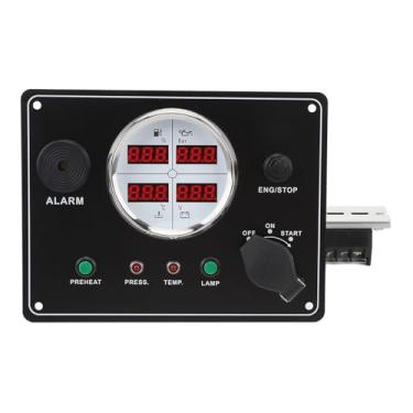 Imagem de Painel de Instrumentos do Barco Display Digital 4 Em 1 Nível Combustível Temperatura água Tensão Medidor Pressão óleo para Iates Lanchas (Branco)