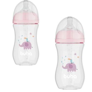 Imagem de 2 Mamadeiras Buba Fluxo Fácil Anticólica e evita gases - Geral, Rosa