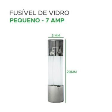 Imagem de 100x Fusível De Vidro 5x20 Pequeno Kit Com 100 Peças 7 Amp - GREEN, 04