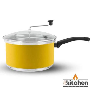 Imagem de Panela Pipoqueira Top 3l Aluminio com Tampa de Vidro Amarelo - Fortpla