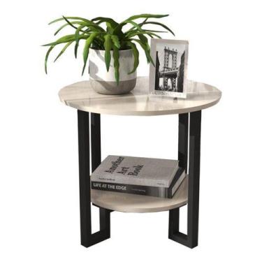 Imagem de Mesa Lateral 2 Tampos Pés Preto - Off-white - RDS