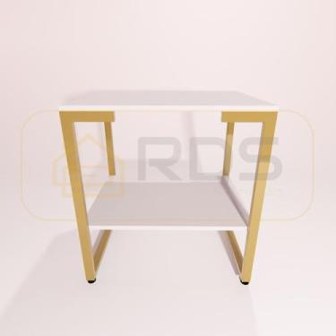 Imagem de Mesa de Cabeceira Estilo Industrial MDP Metal Dourado - RDS Metalúrgic