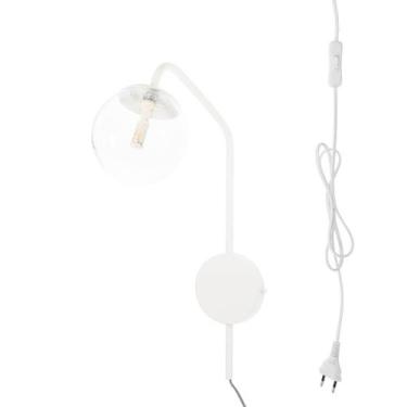 Imagem de Arandela New Figo Branco c/ plug e interruptor - Vidro Transparente - 