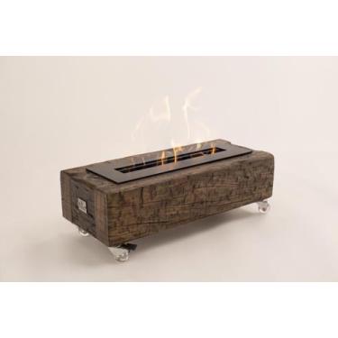 Imagem de Lareira Ecológica Portátil Com Rodinha de Madeira Nobre Dormente Rústi