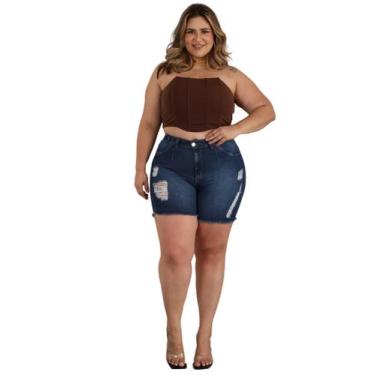 Imagem de Shorts Jeans Plus Size Destroyd Com Lycra. - NO ALCANCE JEANS, 54