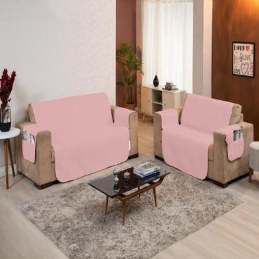 Imagem de Kit Protetor Sofá 3 e 2 Lugares Matelado Com Porta Objetos Face Única 