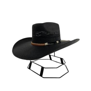 Imagem de Chapéu Country Original Pralana Preto Palha Bangora Aba12 Leve Para Us