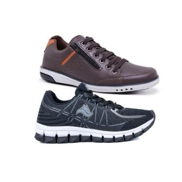 Imagem de Kit 2 Sapatênis Tênis Masculino Elastico Ziper Casual - Starfox, Café,