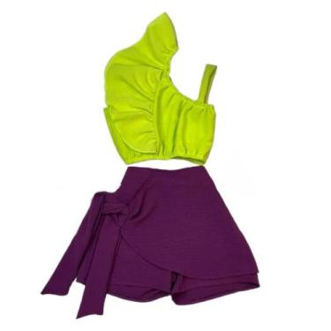 Imagem de Roupa De Menina Cropped E Short Saia Novidade Coleção Verão - AK FASHI