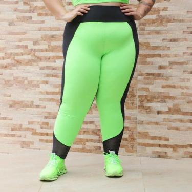 Imagem de Calça Legging Fitness Feminina Plus Size com Tela - Fitmoda , 54, Pret