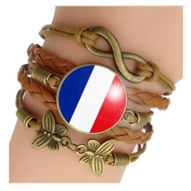 Imagem de Pulseira Feminina Bandeira da França Ajustável - RECANTOASTRALSITE