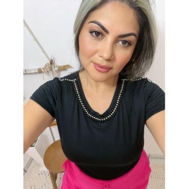 Imagem de Blusa Viscolycra Premium com Pedraria no Ombro - TOQUE FEMININO, Preto