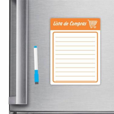 Imagem de Imã De Geladeira Planner Lista De Compras 20x15cm Laranja - Micro Ofic