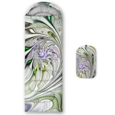 Imagem de Axolotl Saco de dormir de mármore para mulheres e homens, saco de dormir geométrico colorido, saco de dormir para clima quente e frio, saco de dormir leve abstrato impermeável para viajar, acampar,