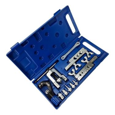 Imagem de Flangeador de Tubos 45° CT-278 Kit com Alargador Cortador morsas com medidas 1/8" 3/16" 1/4" 5/16" 3/8" 7/16" 1/2" 5/8" 3/4" ponteiras chave catraca maleta HVAC alargadores flange versátil premium