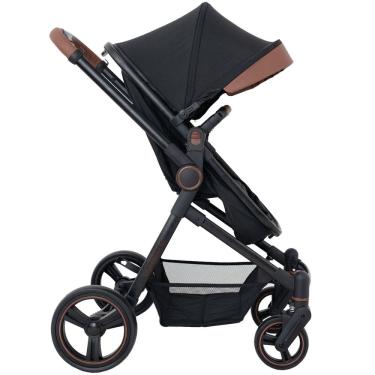 Imagem de Carrinho de Bebê Galzerano Ivy Berço Passeio Moisés Travel System Reclinável Leve Compacto Dobrável Para Viagem 0 a 15 Kg Preto Caramelo
