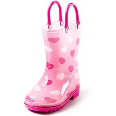 Imagem de Botas de chuva para bebês e crianças com alças fáceis de calçar – Cores e designs para meninos e meninas – por Puddle Play, Formas de corações, 10 Toddler