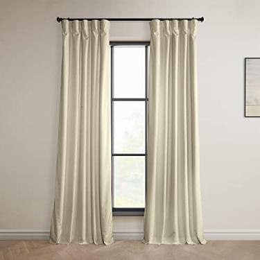 Imagem de HPD Half Price Drapes Cortinas blecaute de veludo de pelúcia exclusivas para quarto (1 painel), 127 cm L x 277 cm C Cortinas pretas para sala de estar, cortinas blackout com isolamento térmico para