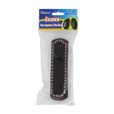 Imagem de Escova Sapatos Madeira E Cerdas Naturais Engraxa E Lustra - Western 