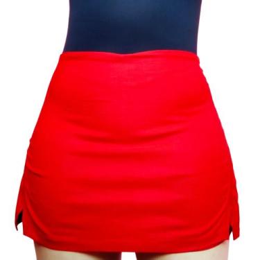 Imagem de Saia short bengaline feminino 2 fendas laterais cintura alta Lindo mod