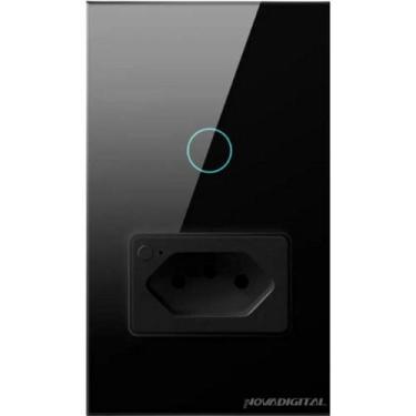 Imagem de Interruptor Com Tomada Inteligente 1 Botão Touch Wi-Fi Preto Novadigit