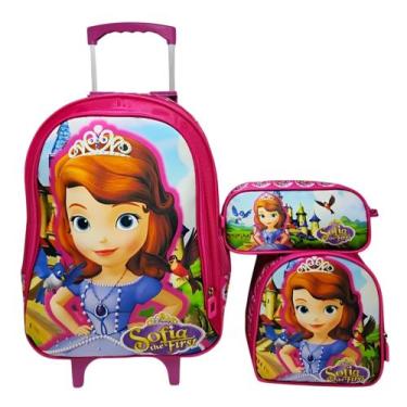 Imagem de Mochila Escolar Princesa Sofia com Rodinhas com Lancheira termica e es