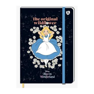 Imagem de Caderneta A5 Alice in Wonderland, 96 Folhas Pautadas, Capa Preta Textura EVA Emborrachada, Fechamento com Elástico, Marcador de Página em Fita de Cetim, Estilo Brochura, Ideal para Anotações. - Pé de Lápis