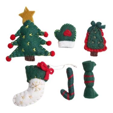 Imagem de shamjina Kit de enfeites de Natal DIY Enfeites de Natal de feltro artesanais Diversão DIY para crianças Mulheres Presente educacional fofo Kit de enfeites de, Verde
