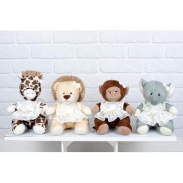 Imagem de CONJUNTO DE PELUCIAS SAFARI PROVENCE - LEÃO, GIRAFA, MACACO, ELEFANTE, 22 CM/VESTIDO COM LESE (palha liso)
