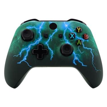 Imagem de eXtremeRate — Kit de reposição de capa de placa frontal de reposição para Xbox One S & One X Controller (modelo 1708), Green Storm Thunder