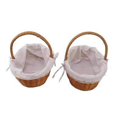 Imagem de Cesta para Floristas, Cestas para Floristas Com Alça 2 Peças de Flor de Vime de Grande Capacidade Cesta Pequena de Vime Com Alça para Organizar Roupas, Itens Diversos