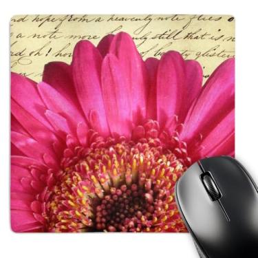 Imagem de 3dRose Mouse pad LLC 20 x 20 x 0,65 cm, fecho de flor Gerbera rosa choque fotografia macro floral feminina fundo de caligrafia romântico (mp_113074_1)