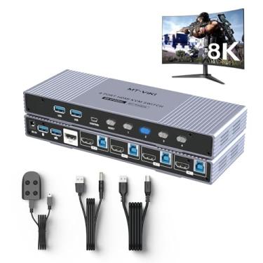 Imagem de MT-VIKI 4K@120Hz/144Hz Usb 3.0 Hdmi Kvm Switch 4 Portas 8K@60Hz, Interruptor Kvm de Alumínio Hdmi 2.1, Hdr para Jogos