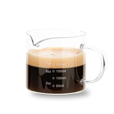 Imagem de 1 pacote com copo de medição de 250 ml/241 g, copos de café expresso, bicos duplos, xícara de café grande com alça, jarra tripla, peças de copo de leite, vidro transparente da BCnmviku