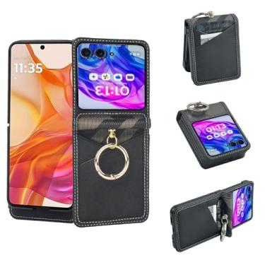 Imagem de Asuwish Capa de telefone para Motorola Razr 50 Ultra/Moto Razr Plus 2024+ capa carteira com anel alça transversal cordão suporte para cartão de crédito slot celular Moto Razr 50 Ultra 5G feminino