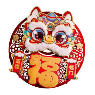 Imagem de Esquirla Sinal redondo fu de 36cm, decoração de porta de festival de primavera, tecido flocado, sinal de boas-vindas para paredes de tv, acessório de, Style a