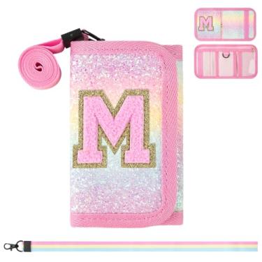 Imagem de Iqimott - Carteiras para Meninas, Bolsa com Inicial Personalizada, Carteira Infantil com Bolso para Moedas, Rosa, M, Moderno