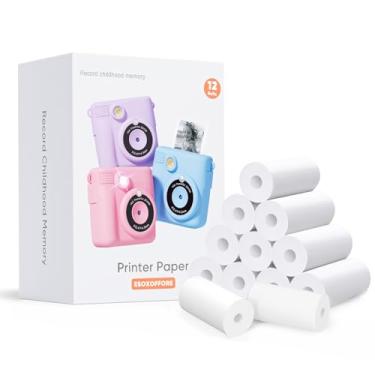 Imagem de ESOXOFFORE 12 rolos de câmera de impressão instantânea para crianças, refil de papel de impressão, conjunto de papel de impressão térmica, portátil, refil de papel de impressão