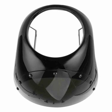 Imagem de Farol de Motocicleta Carenagem Defletor de 7in Pára- Universal (Preto brilhante + capa preta)