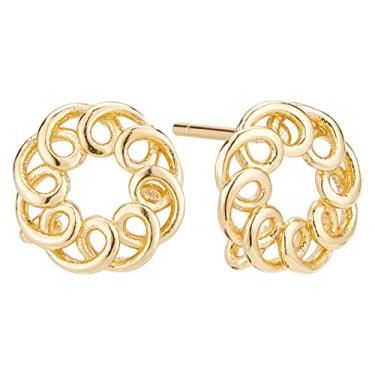 Imagem de BENECREAT 10 pares de brincos de latão com flor banhada a ouro 18 K verdadeiro, brincos de latão com orifício de laço para fabricação de joias