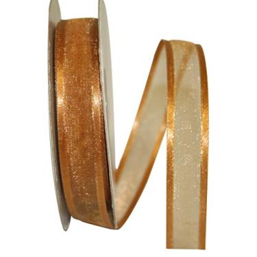Imagem de Reliant Ribbon Fita de borda de cetim transparente, 1,5 cm x 23 m, ouro antigo